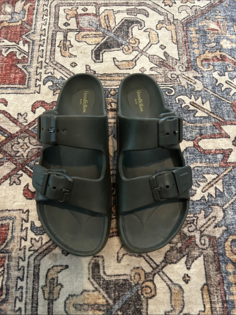 Goodfellow & Co Men's Black Double-Buckle Slide Sandals